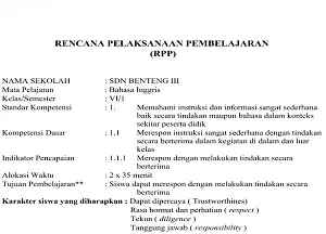 Contoh RPP Bahasa Inggris SD Kelas 1, 2, 3, 4, 5, 6 Kurikulum 2013 Dan ...